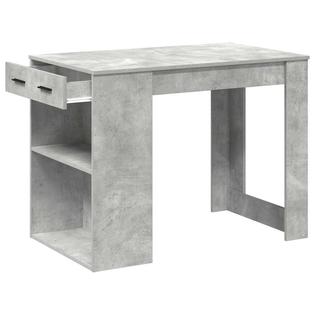 Scrivania con Cassetto Ripiano Grigio Cemento Legno Multistrato | homemem39
