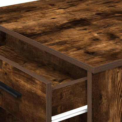 Scrivania con Cassetto e Ripiano Rovere Fumo Legno Multistrato | homemem39