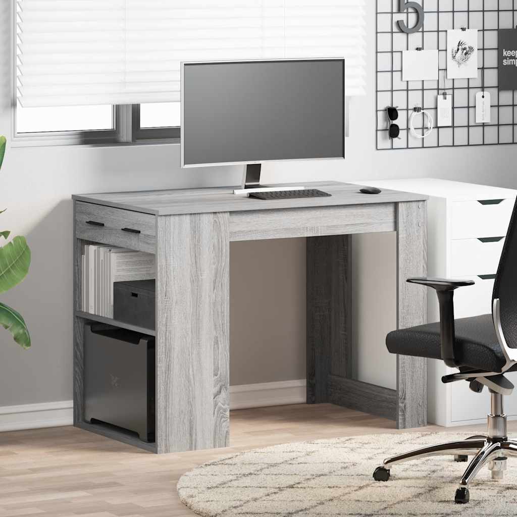 Scrivania con Cassetto Ripiano Grigio Sonoma Legno Multistrato | homemem39