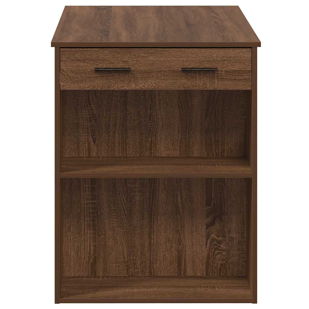 Scrivania con Cassetto Ripiano Rovere Marrone Legno Multistrato | homemem39
