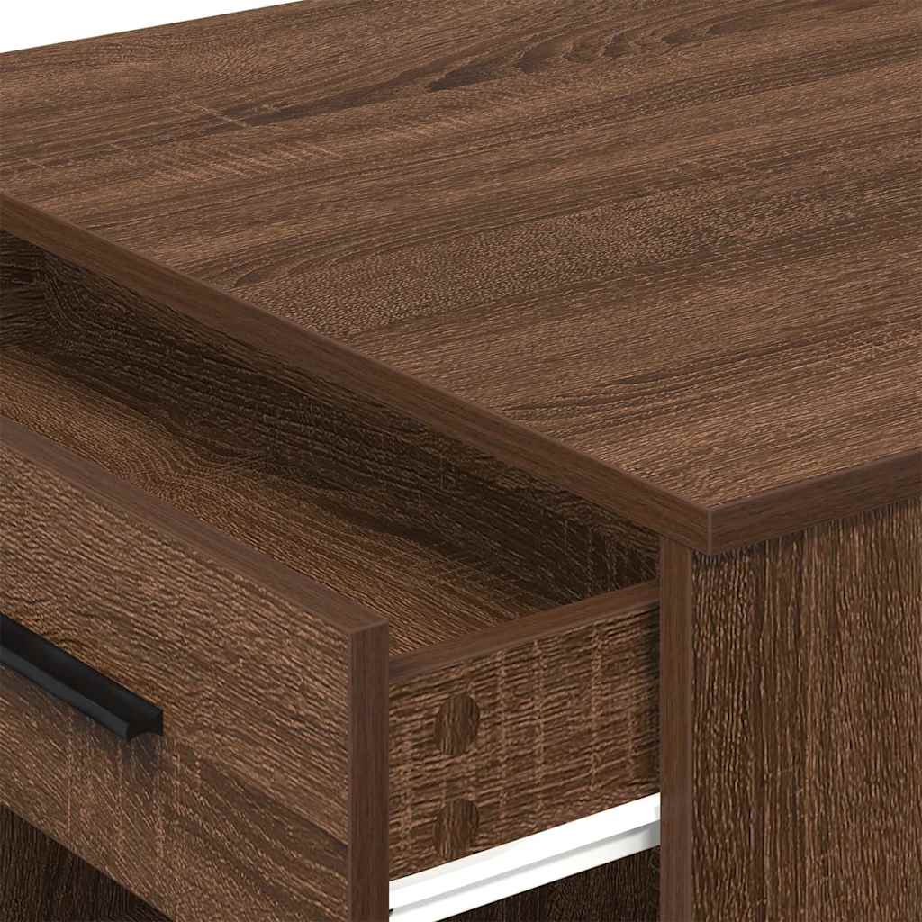 Scrivania con Cassetto Ripiano Rovere Marrone Legno Multistrato | homemem39