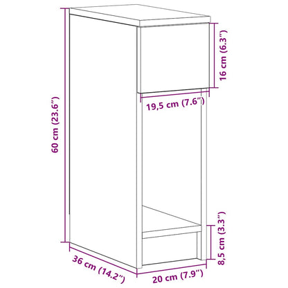 Comodino con Cassetto Rovere Sonoma 20x36x60 cm