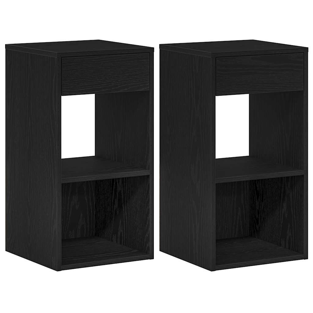 Comodini con Cassetto 2 pz Rovere Neri 35x34x66,5 cm - homemem39