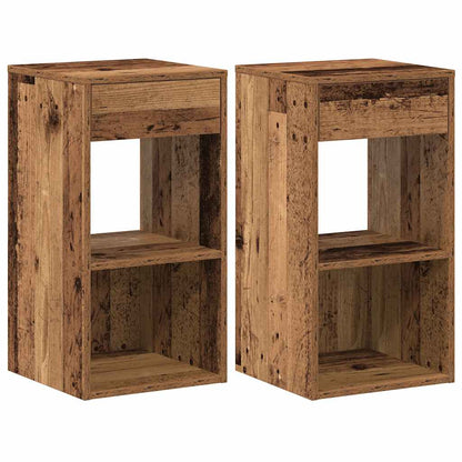 Comodini con Cassetto 2 pz Legno Antico 35x34x66,5 cm - homemem39