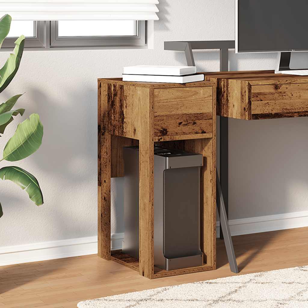Supporto per Computer a Torre con Cassetto Antico 30x44x74 cm - homemem39