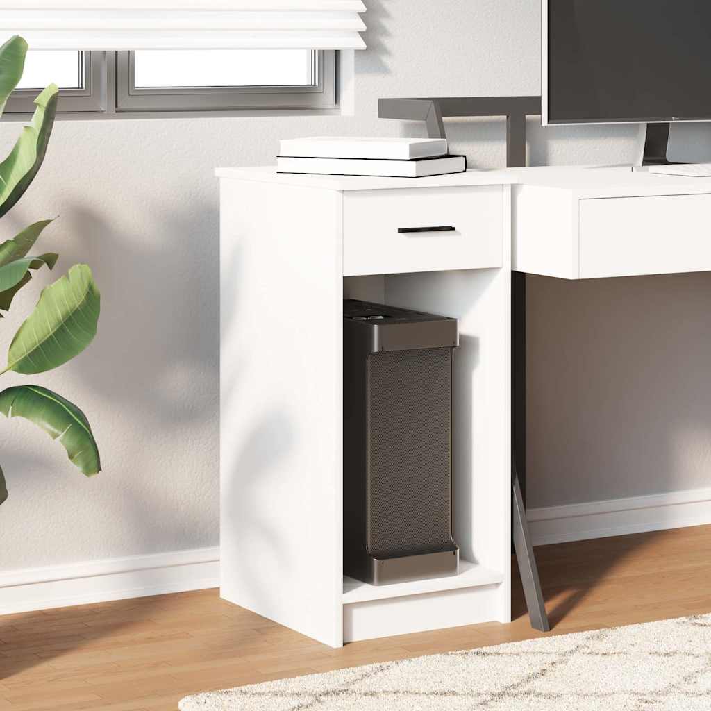 Supporto a Torre per Computer con Cassetto Bianco 35x45x77 cm - homemem39