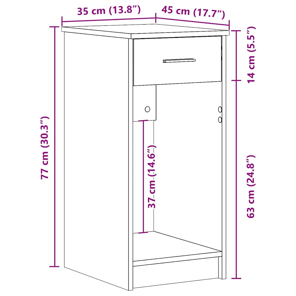 Supporto per Computer a Torre con Cassetto Rovere 35x45x77 cm - homemem39
