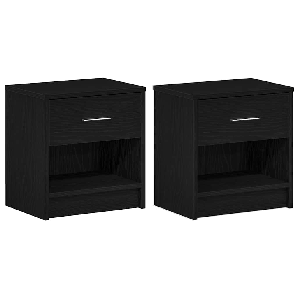 Comodini 2 pz con Cassetto Nero 39x28x41 cm - homemem39