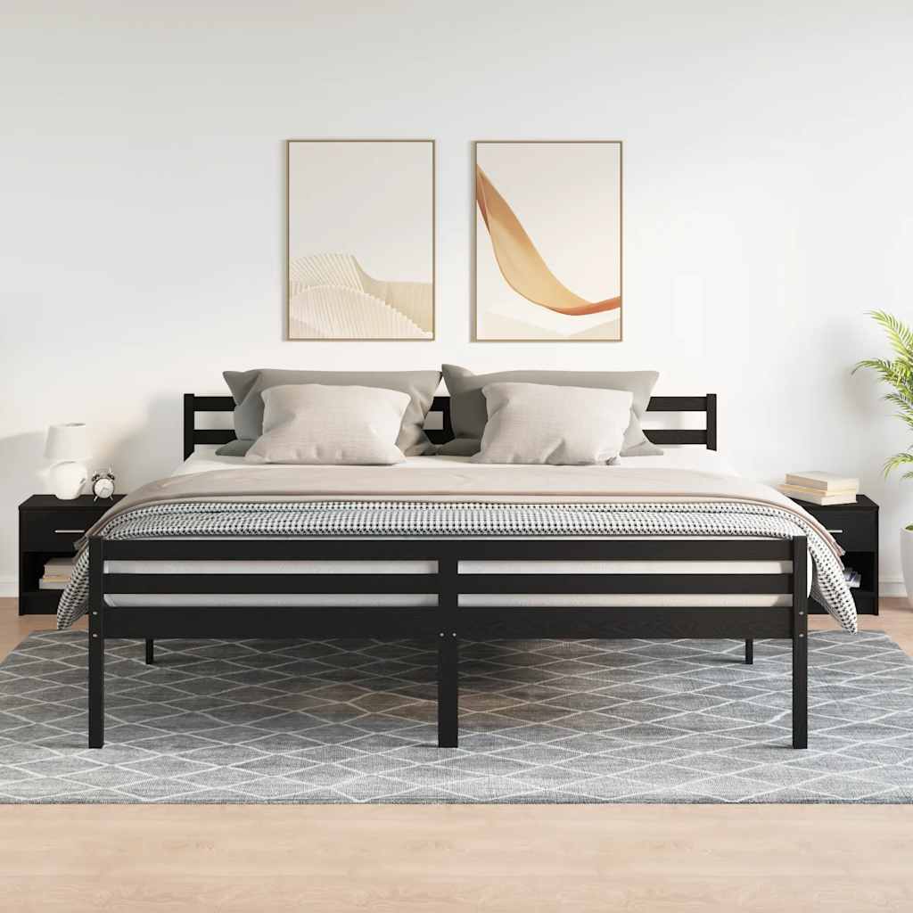 Comodini 2 pz con Cassetto Nero 39x28x41 cm - homemem39