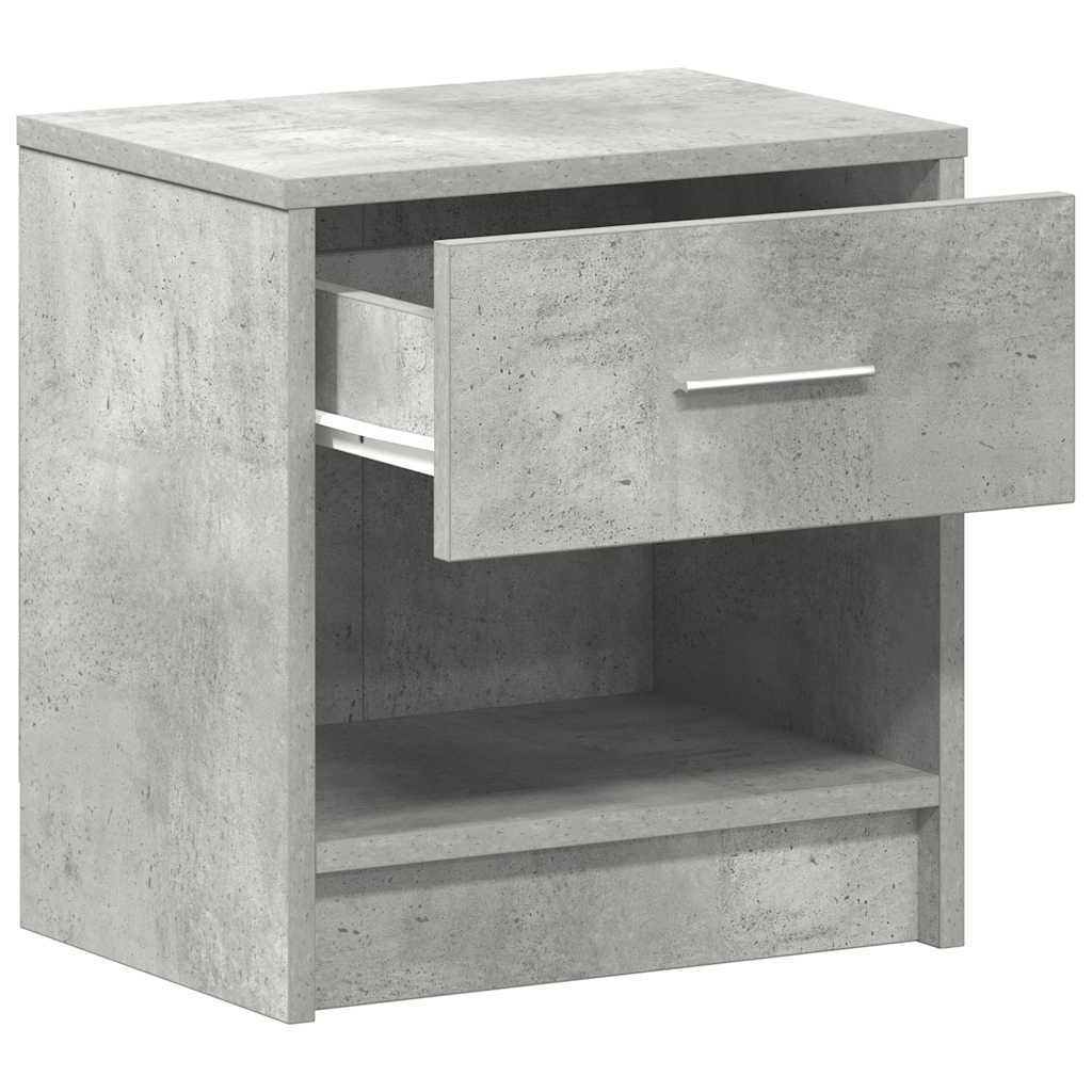 Comodini 2 pz con Cassetto Grigio Cemento 39x28x41 cm