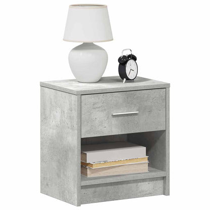 Comodini 2 pz con Cassetto Grigio Cemento 39x28x41 cm