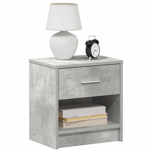 Comodini 2 pz con Cassetto Grigio Cemento 39x28x41 cm