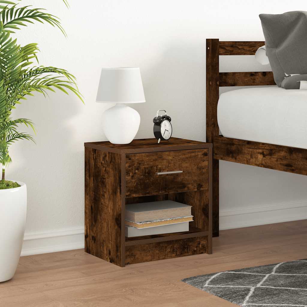 Comodino con Cassetto Rovere Fumo 39x28x41 cm - homemem39