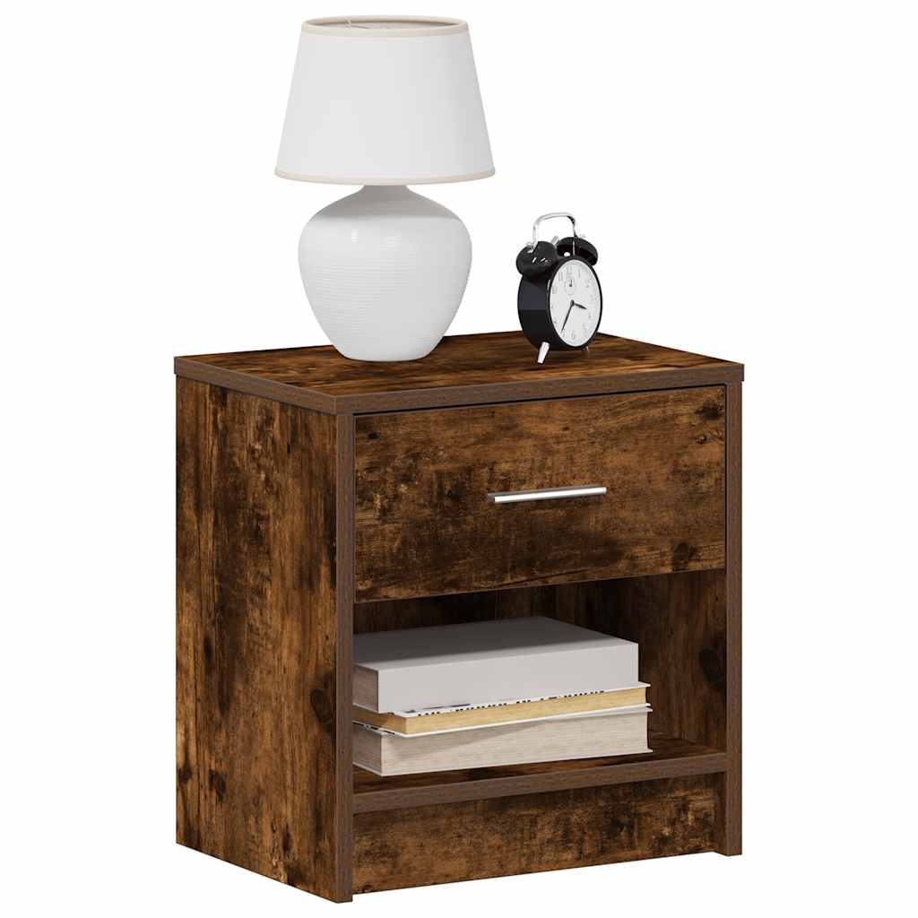 Comodini 2 pz con Cassetto Rovere Fumo 39x28x41 cm