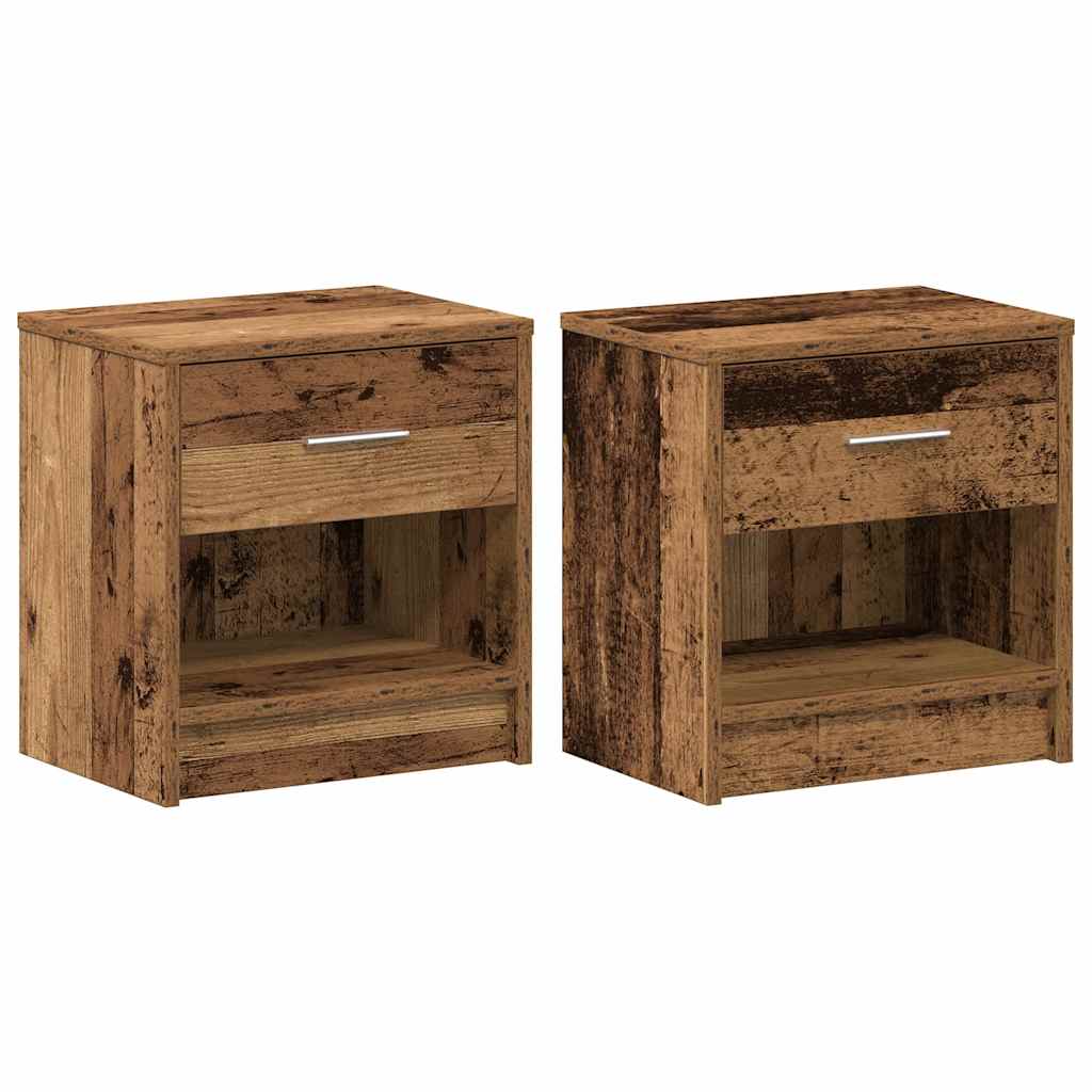 Comodini 2 pz con Cassetto Legno Antico 39x28x41 cm - homemem39