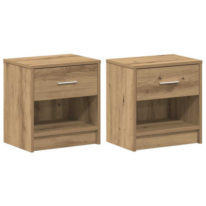 Comodini 2 pz con Cassetto Rovere Artigianale 39x28x41 cm