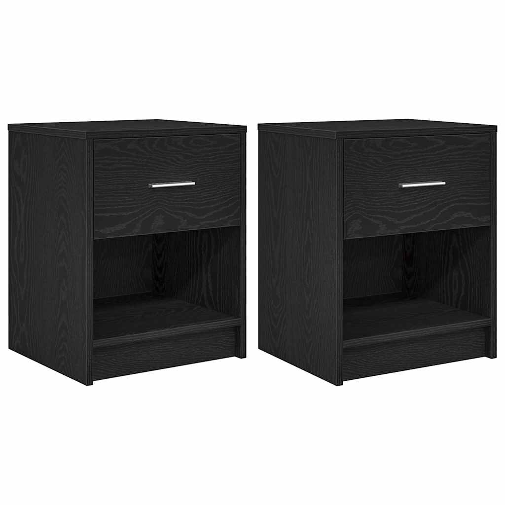Comodini 2 pz con Cassetto Nero 40x34x50 cm - homemem39