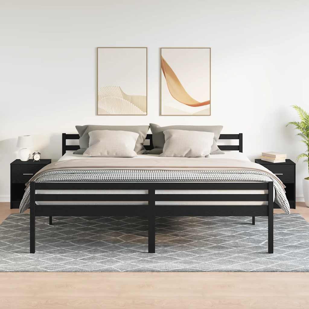 Comodini 2 pz con Cassetto Nero 40x34x50 cm - homemem39