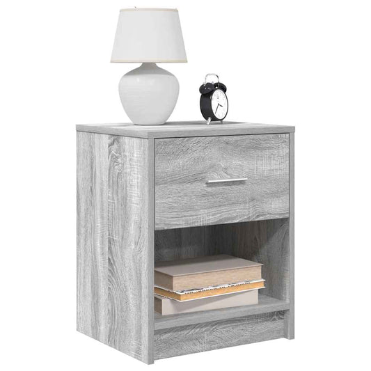 Comodini 2 pz con Cassetto Grigio Sonoma 40x34x50 cm