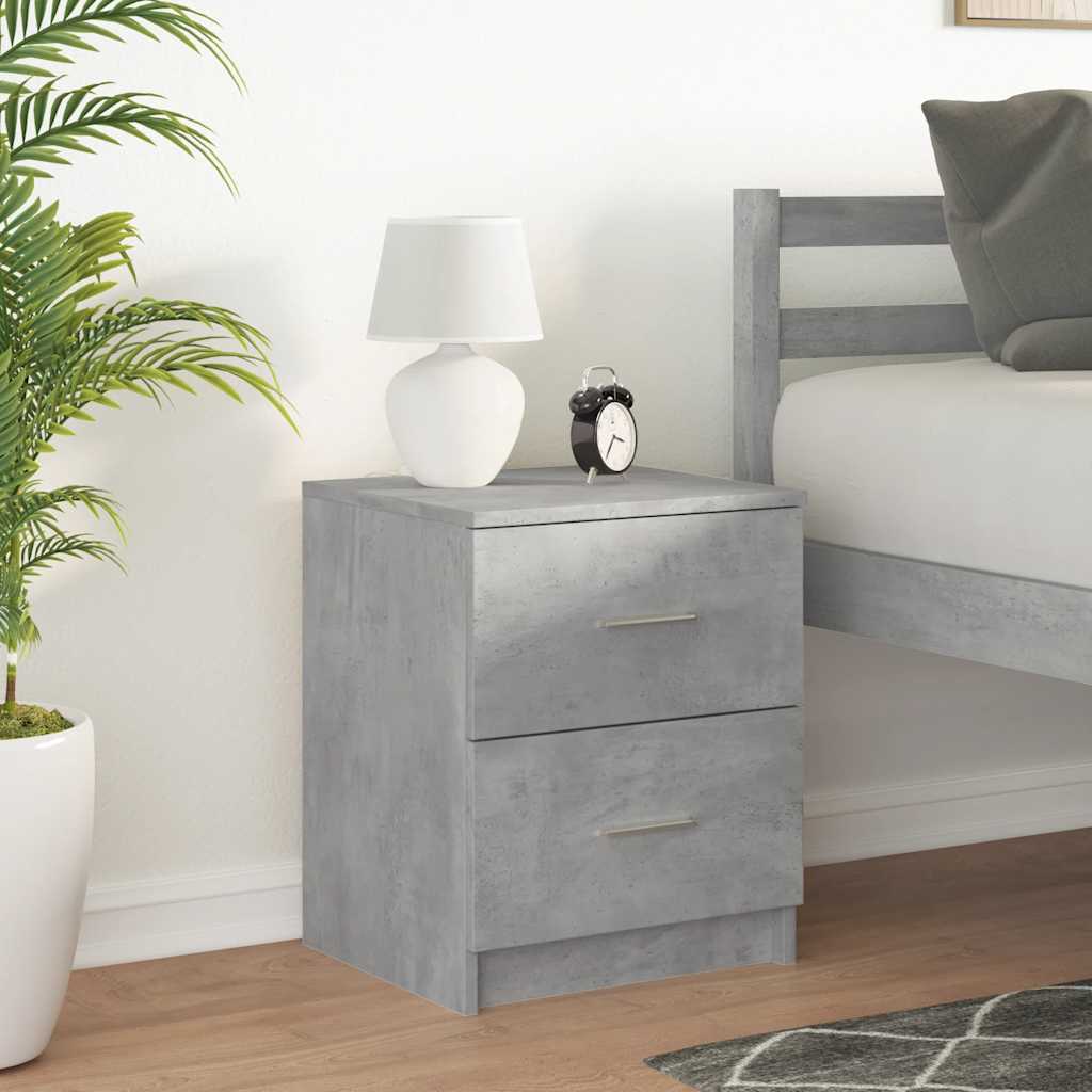 Comodino con 2 Cassetti Grigio Cemento 40x36x50 cm - homemem39