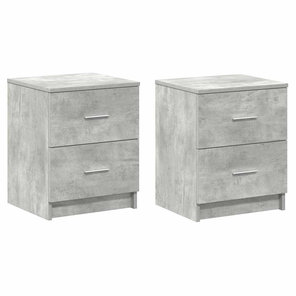 Comodini 2 pz con 2 Cassetti Grigio Cemento 40x36x50 cm - homemem39