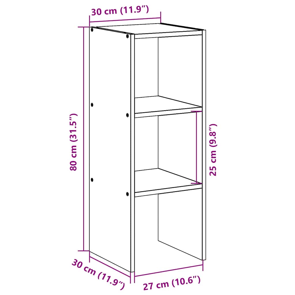Libreria Impilabili Rovere Nero 30x30x80 cm Legno Multistrato | homemem39