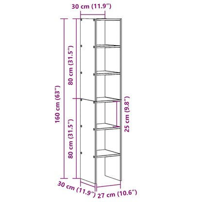 Librerie 2 pz Impilabili Grigio Cemento 30x30x80 cm Truciolato | homemem39
