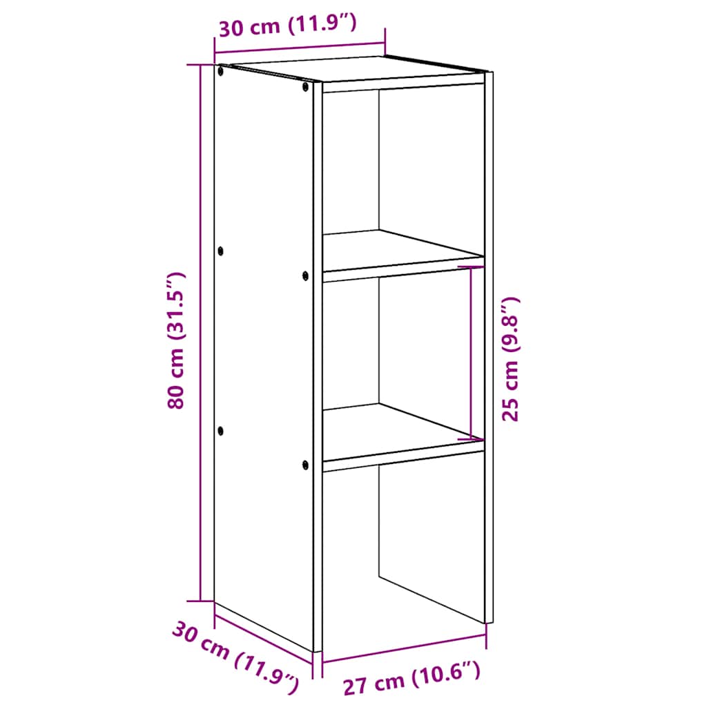 Libreria Impilabili Legno Antico 30x30x80 cm Legno Multistrato | homemem39