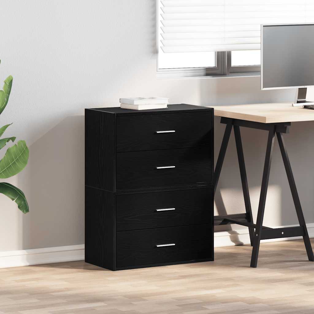 Armadi con 2 Cassetti 2 pz Rovere Nero 60x31x40 cm Truciolato - homemem39