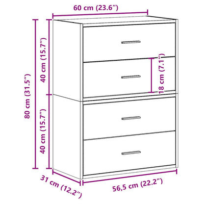 Armadi con 2 Cassetti 2 pz Rovere Marrone 60x31x40cm Truciolato - homemem39