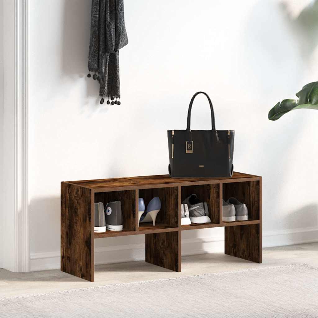 Scarpiera Impilabile Rovere Fumo 89,5x30x40 cm | homemem39