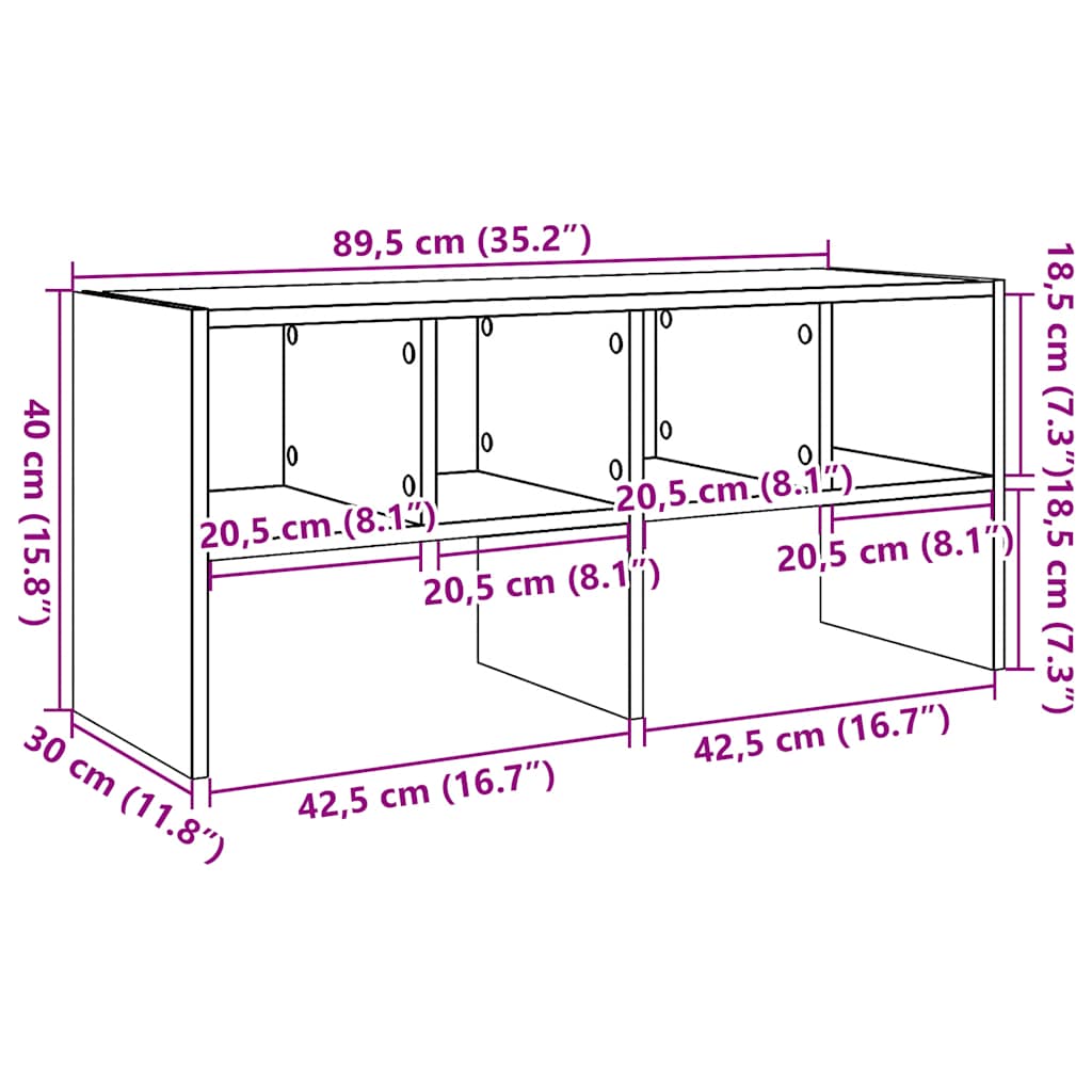 Scarpiera Impilabile Rovere Fumo 89,5x30x40 cm | homemem39