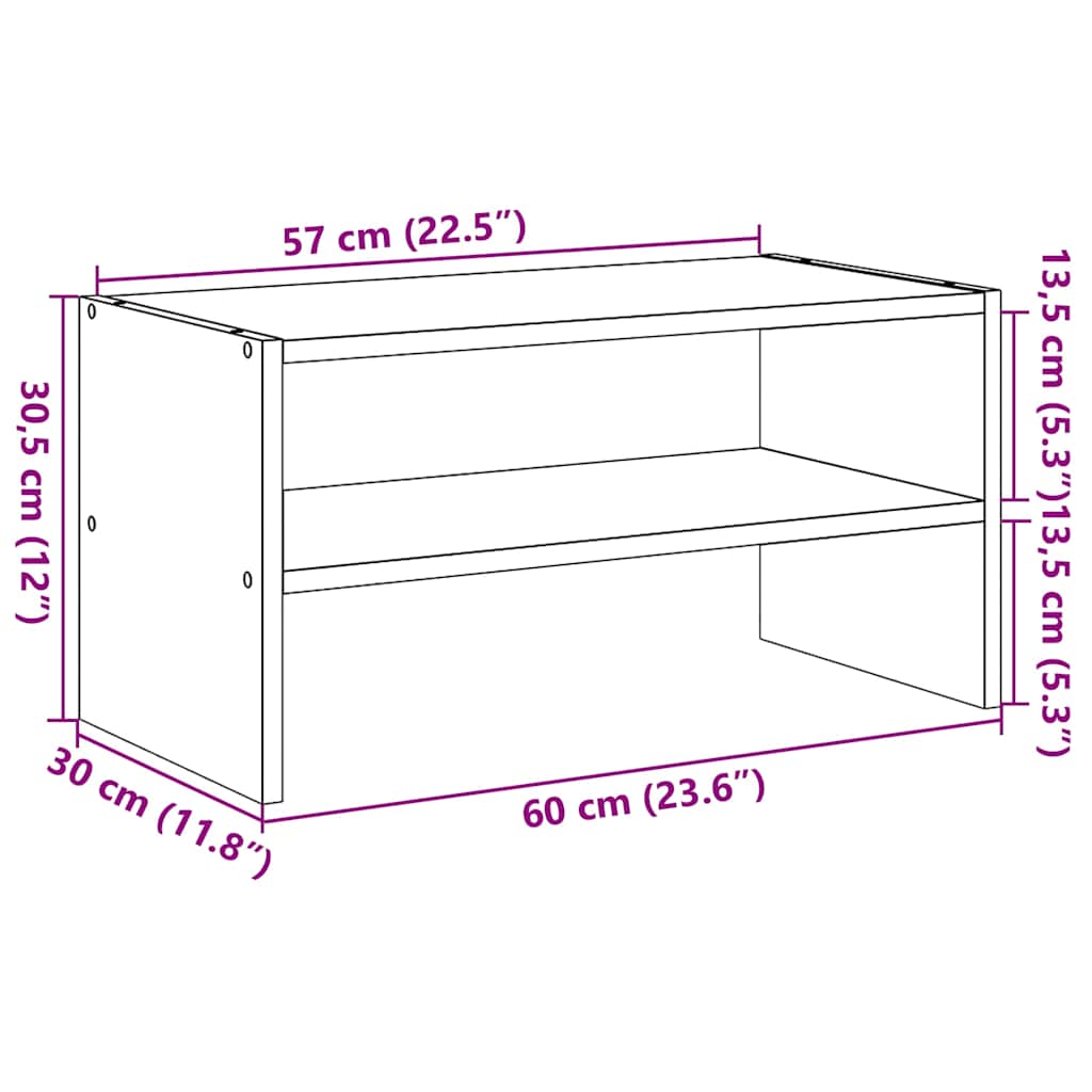 Scarpiera Impilabile Grigio Cemento 60x30x30,5 cm - homemem39