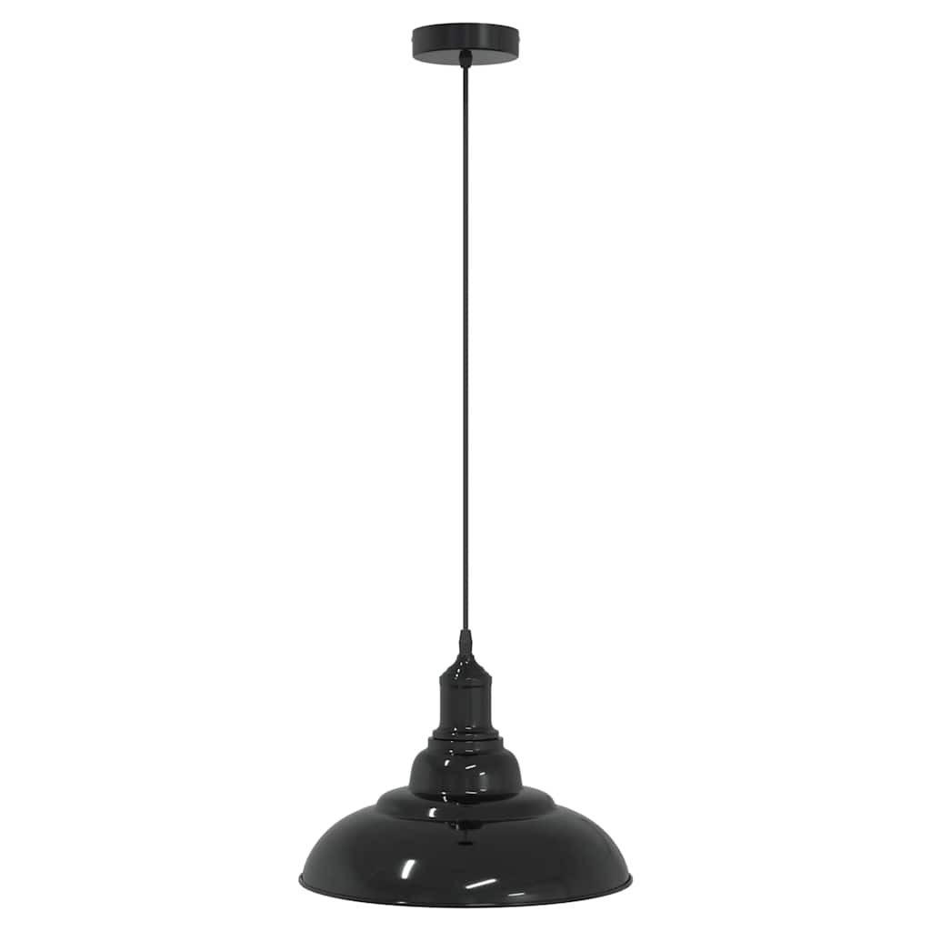 Lampada a Sospensione Regolabile E27 Nero Lucido Ø31 cm Metallo - homemem39