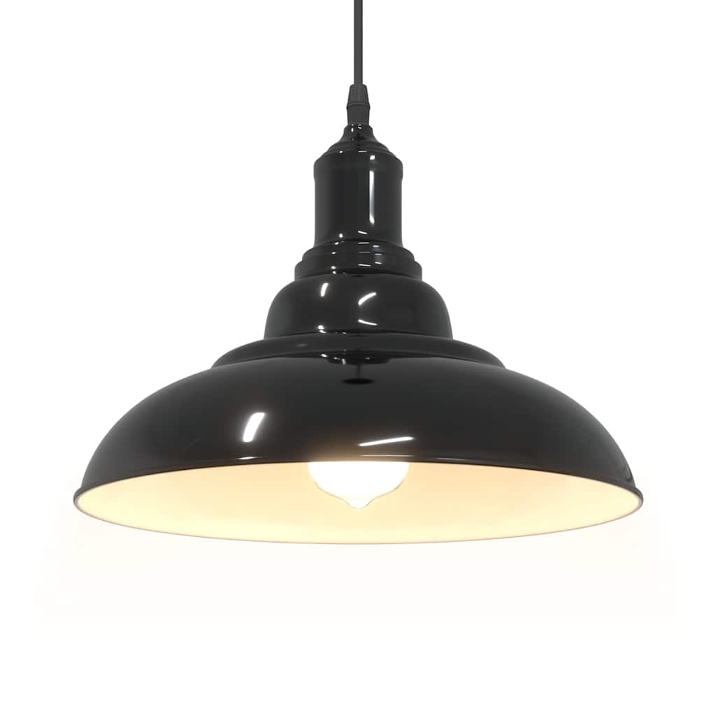 Lampada a Sospensione Regolabile E27 Nero Lucido Ø31 cm Metallo - homemem39