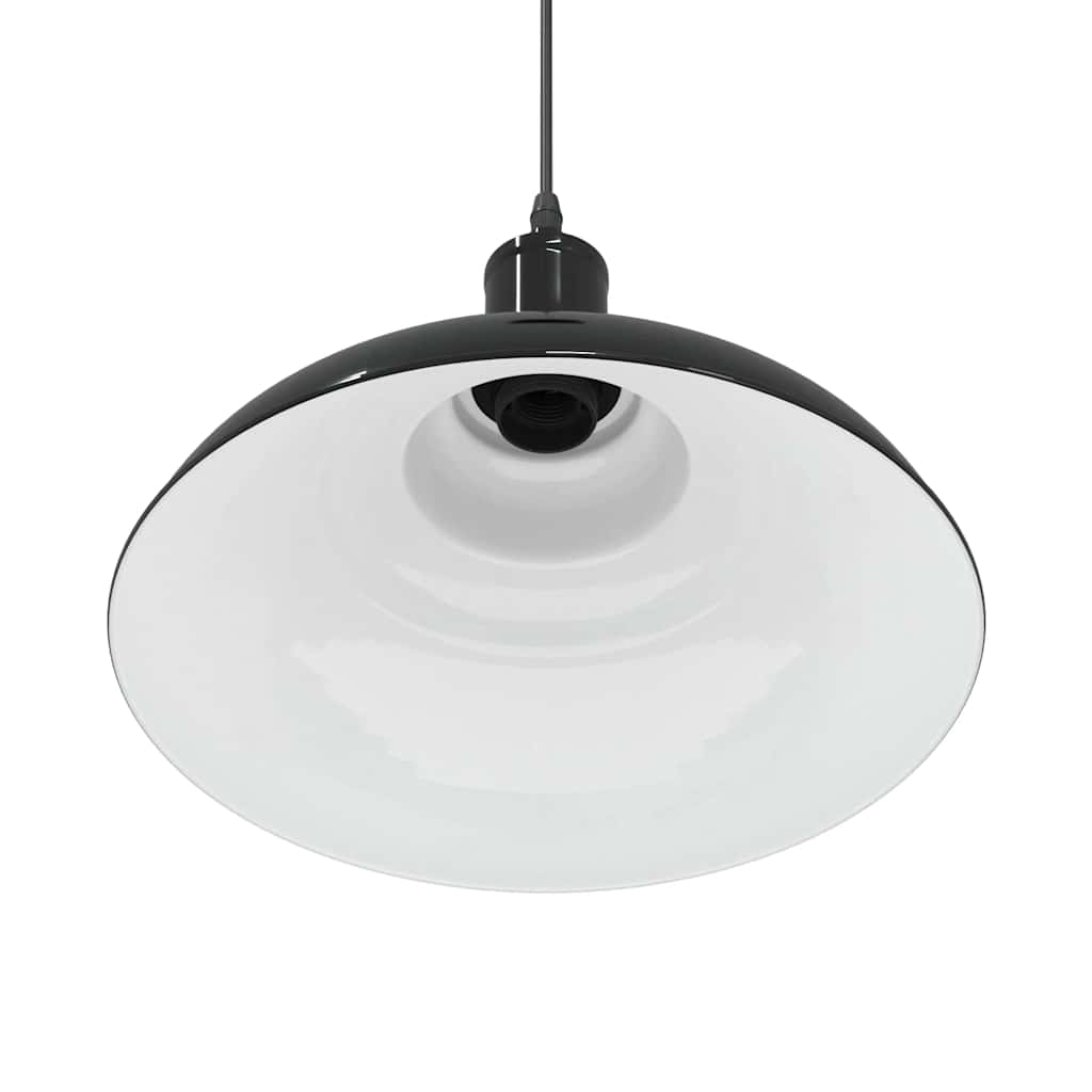 Lampada a Sospensione Regolabile E27 Nero Lucido Ø31 cm Metallo - homemem39