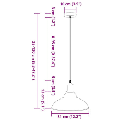 Lampada a Sospensione Regolabile E27 Nero Lucido Ø31 cm Metallo - homemem39