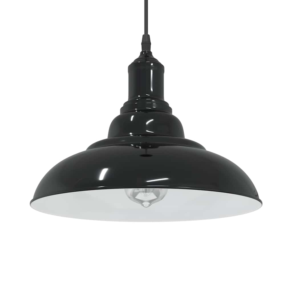 Lampada a Sospensione Regolabile E27 Nero Lucido Ø31 cm Metallo - homemem39