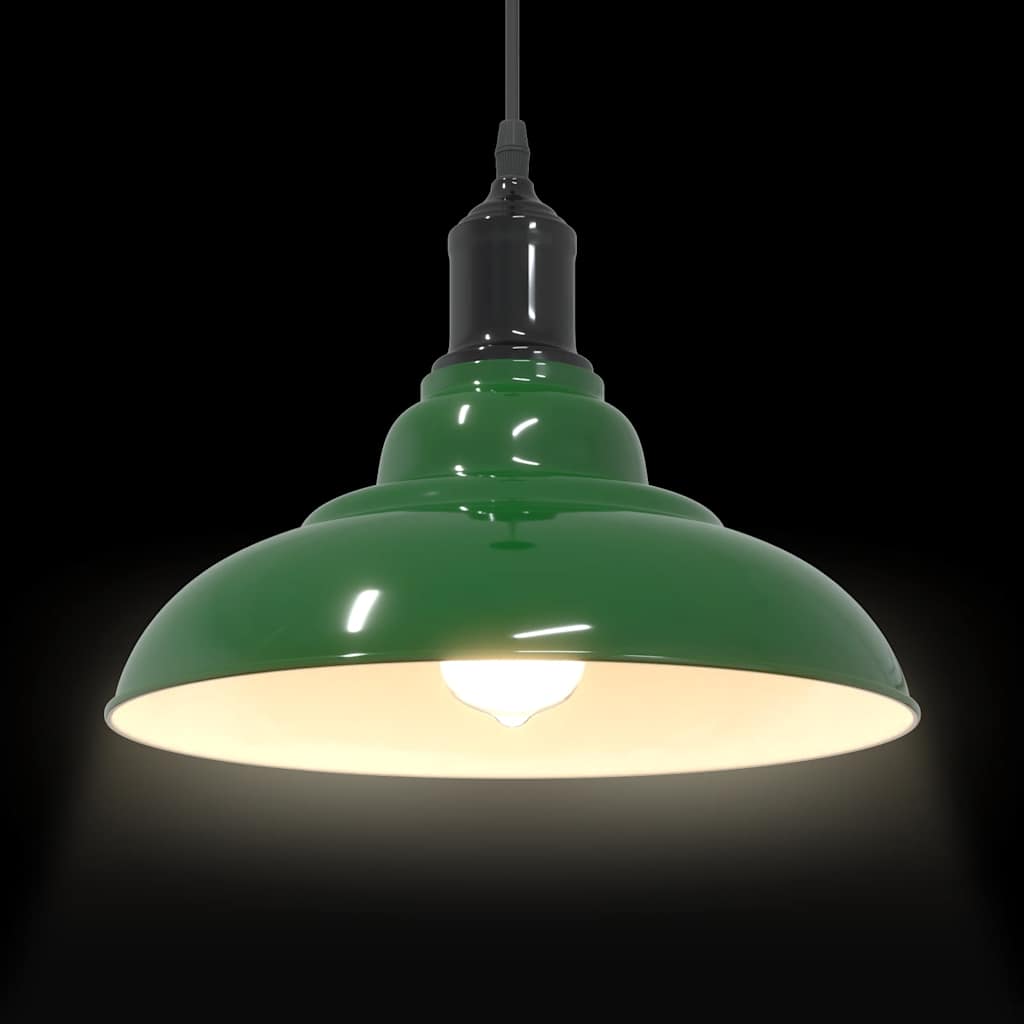 Lampada a Sospensione Regolabile E27 Verde Lucido Ø31cm Metallo - homemem39