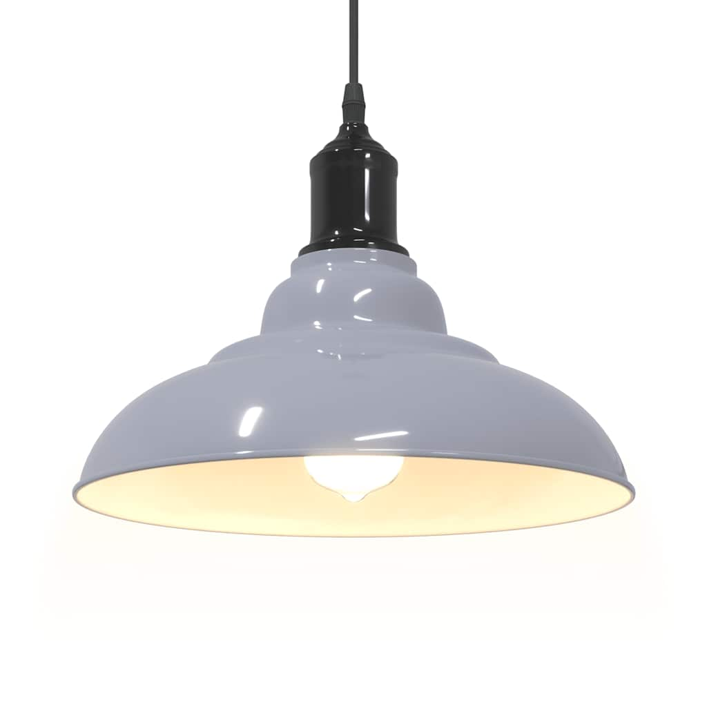 Lampada Sospensione Regolabile E27 Grigio Lucido Ø31 cm Metallo - homemem39