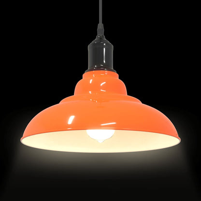 Lampada Sospensione Regolabile E27 Arancio Lucido Ø31cm Metallo - homemem39