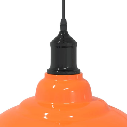 Lampada Sospensione Regolabile E27 Arancio Lucido Ø31cm Metallo - homemem39