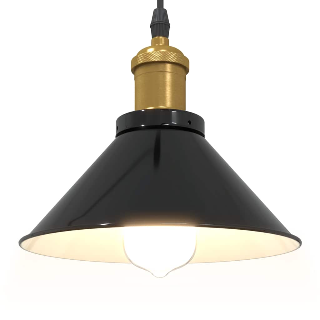 Lampada a Sospensione Regolabile E27 Nero Lucido Ø22 cm Metallo - homemem39