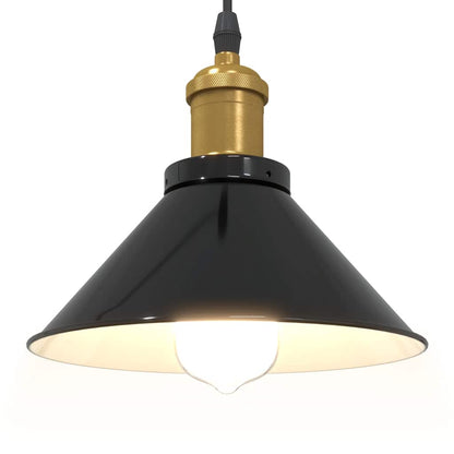 Lampada a Sospensione Regolabile E27 Nero Lucido Ø22 cm Metallo - homemem39