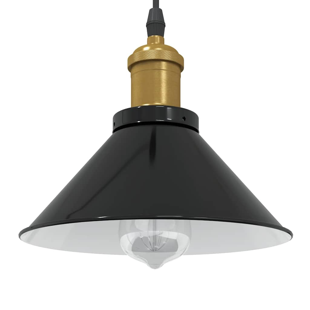 Lampada a Sospensione Regolabile E27 Nero Lucido Ø22 cm Metallo - homemem39