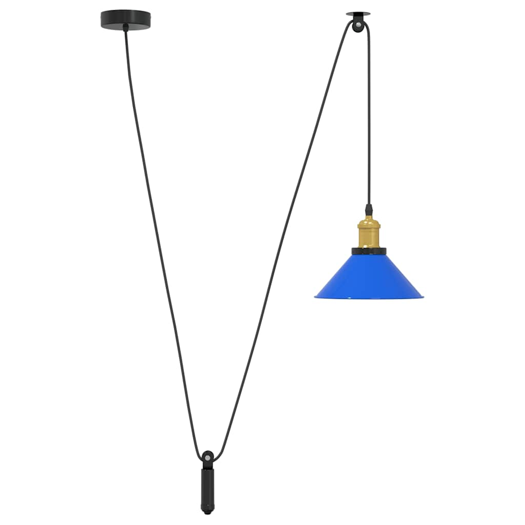 Lampada a Sospensione Regolabile E27 Blu Scuro Ø22 cm Metallo - homemem39