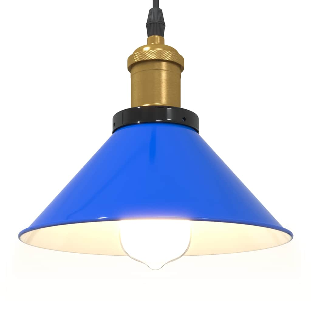 Lampada a Sospensione Regolabile E27 Blu Scuro Ø22 cm Metallo - homemem39