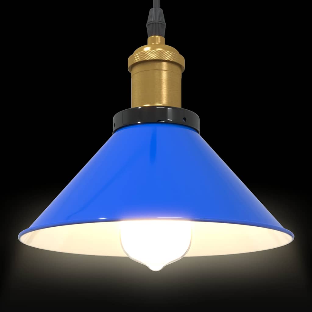 Lampada a Sospensione Regolabile E27 Blu Scuro Ø22 cm Metallo - homemem39