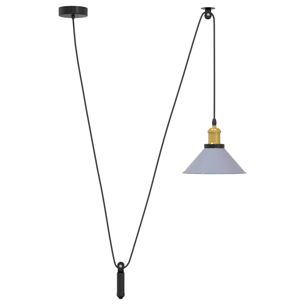 Lampada Sospensione Regolabile E27 Grigio Lucido Ø22 cm Metallo - homemem39