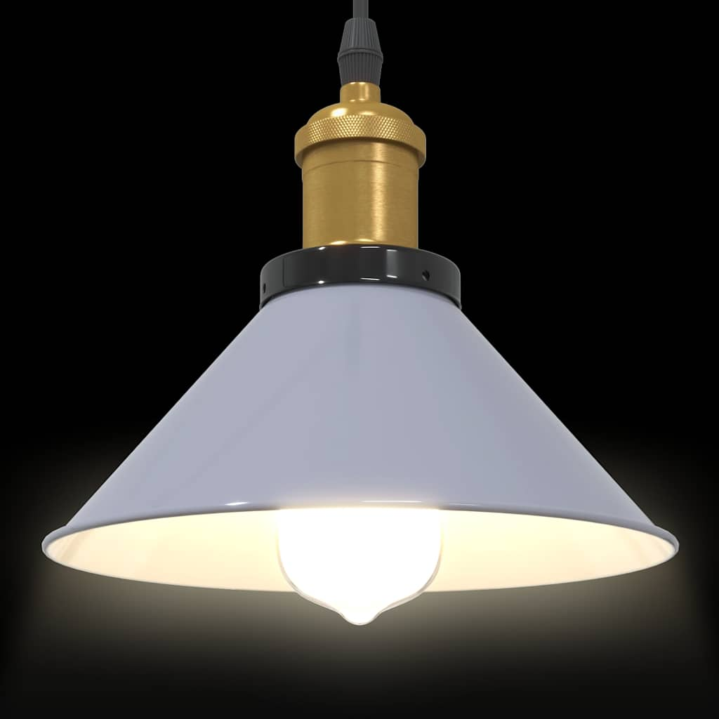 Lampada Sospensione Regolabile E27 Grigio Lucido Ø22 cm Metallo - homemem39